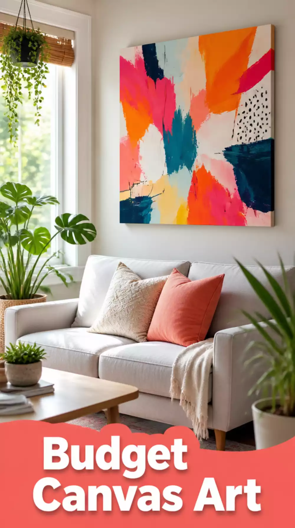 DIY Painted Abstract Canvas Art for Small Living Rooms