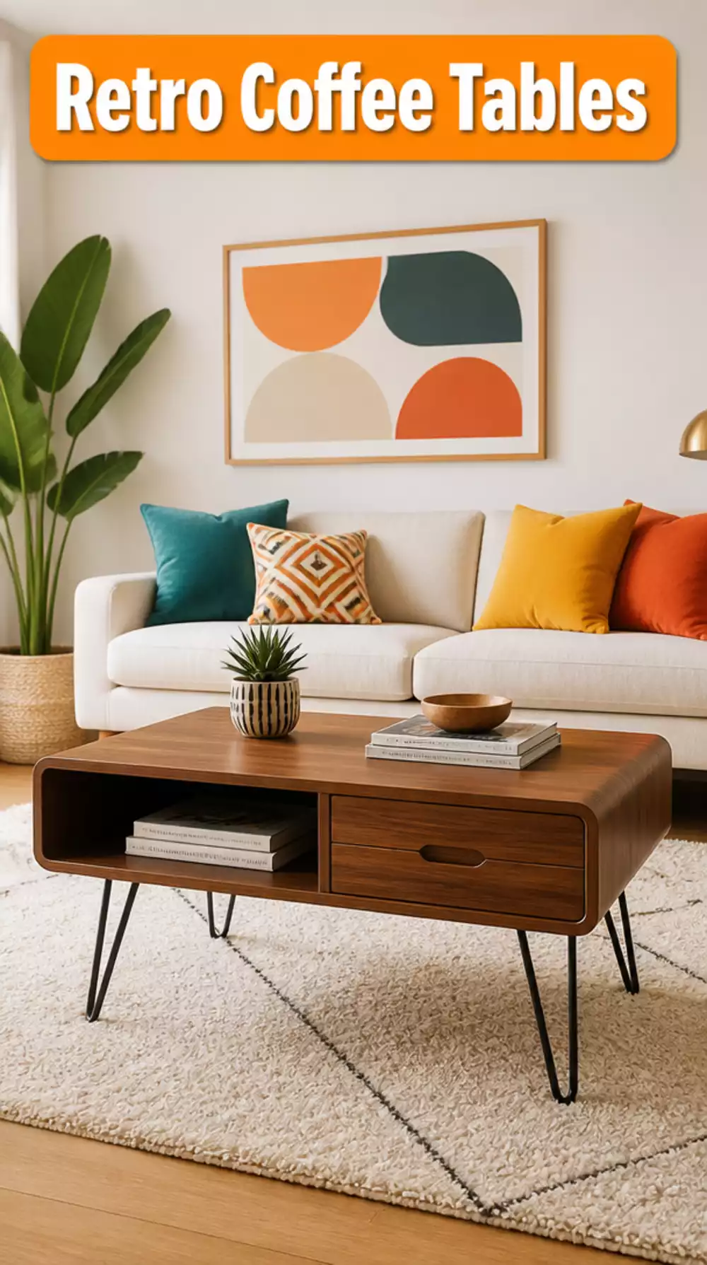 Walnut Coffee Table With Hairpin Legs for Small Spaces