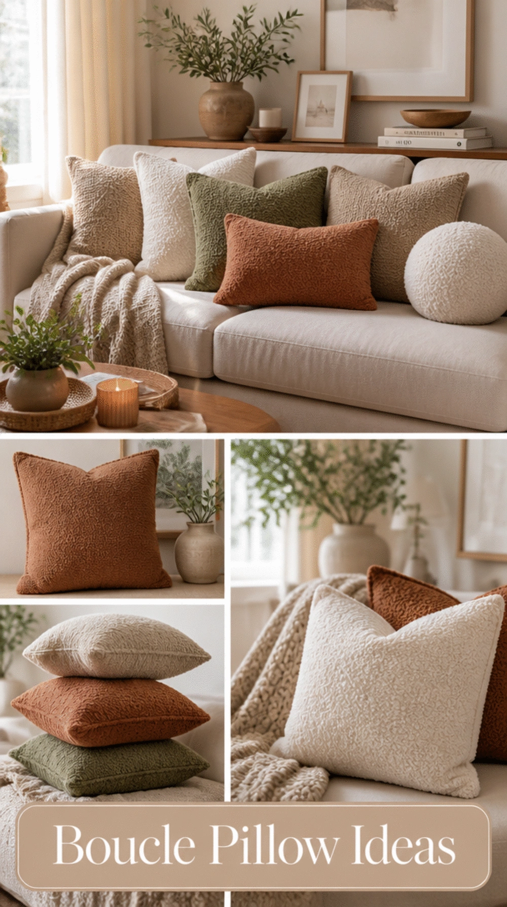 Small Living Room Boucle Throw Pillow Set That Adds Instant Texture to a Tiny Sofa