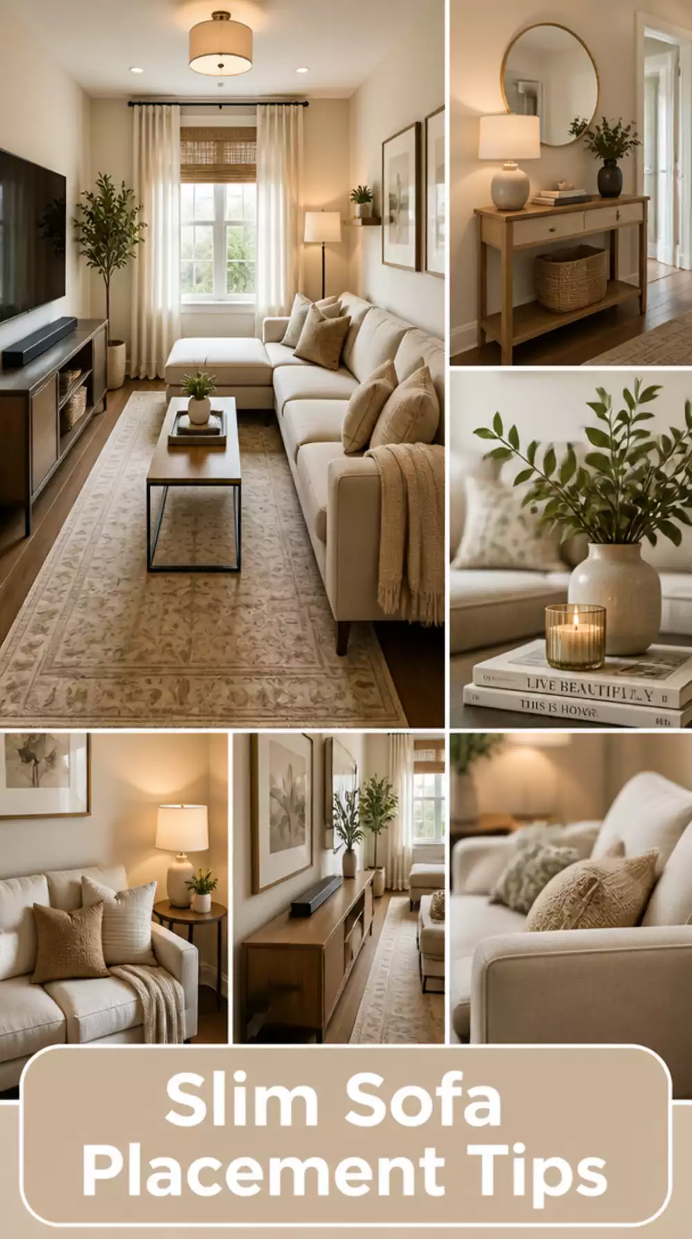Small Terraced House Living Room Slim Sofa Placement Along the Long Wall to Open the Floor