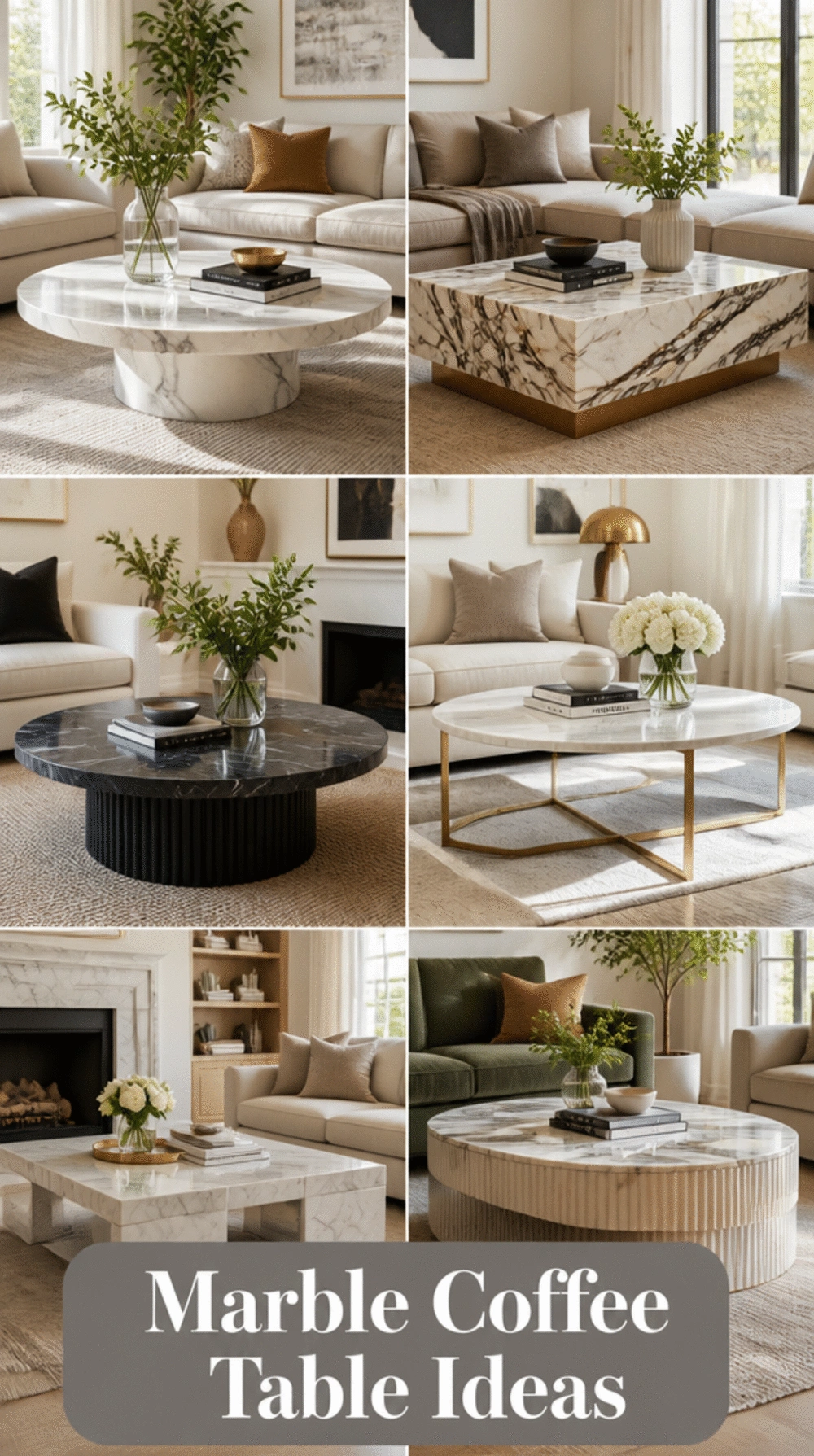 Small Living Room Marble-Top Coffee Table That Adds a Luxury Finishing Touch