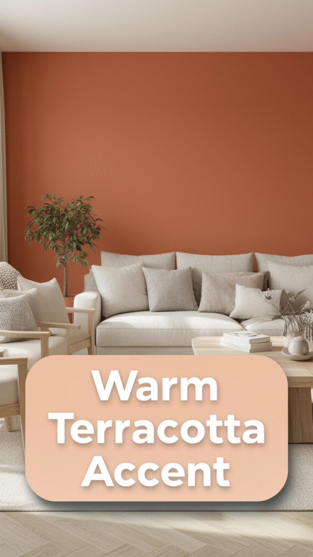 The Living Room Sofa Wall Painted in a Warm Terracotta for an Earthy Focal Point