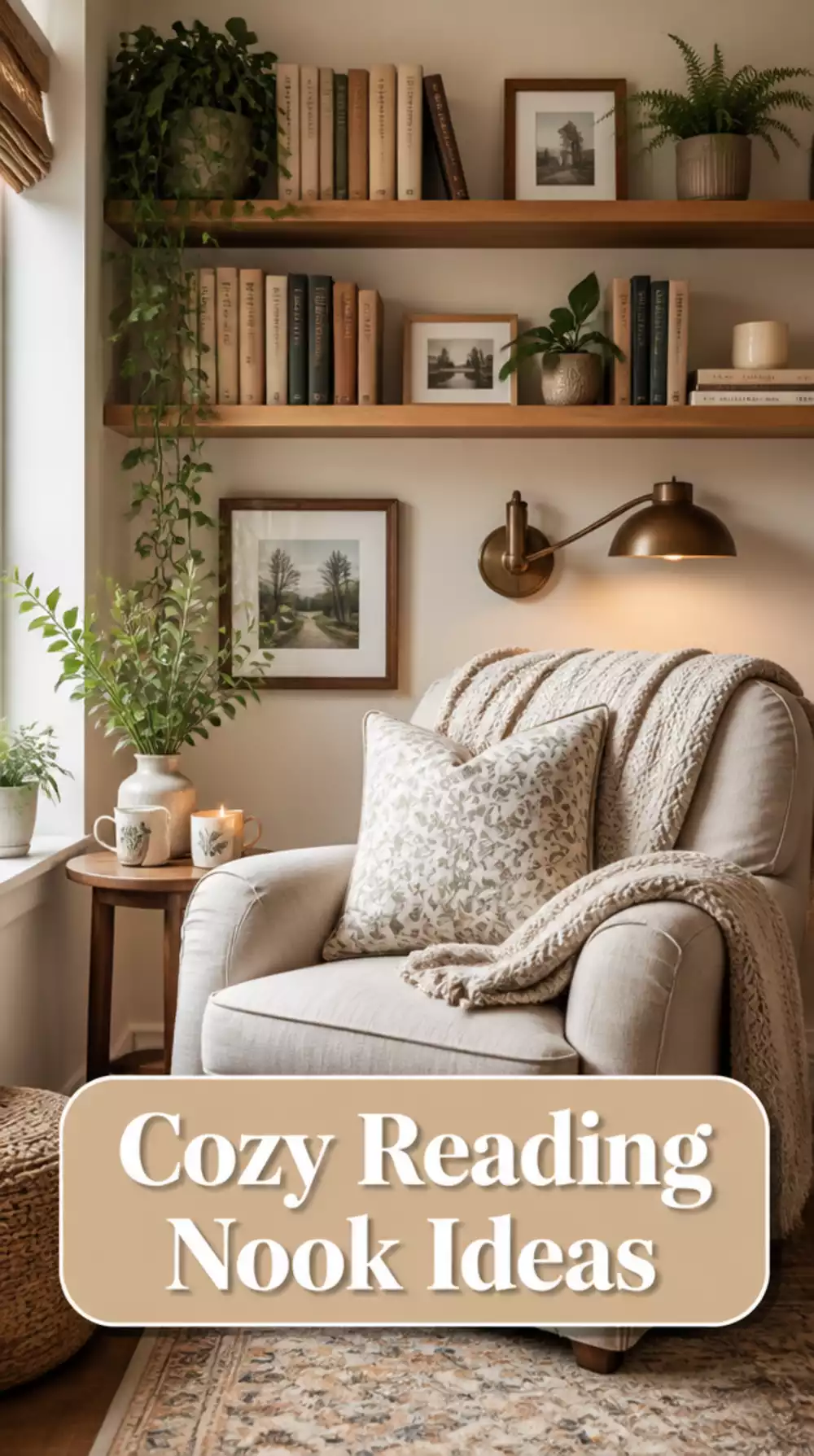 Small Living Room Reading Nook Shelf Above the Chair That Keeps Books Within Reach