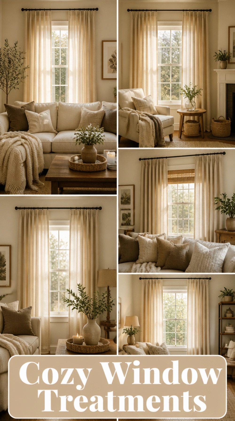 Small Living Room Linen Curtain in Natural Oatmeal That Softens a Compact Window Wall
