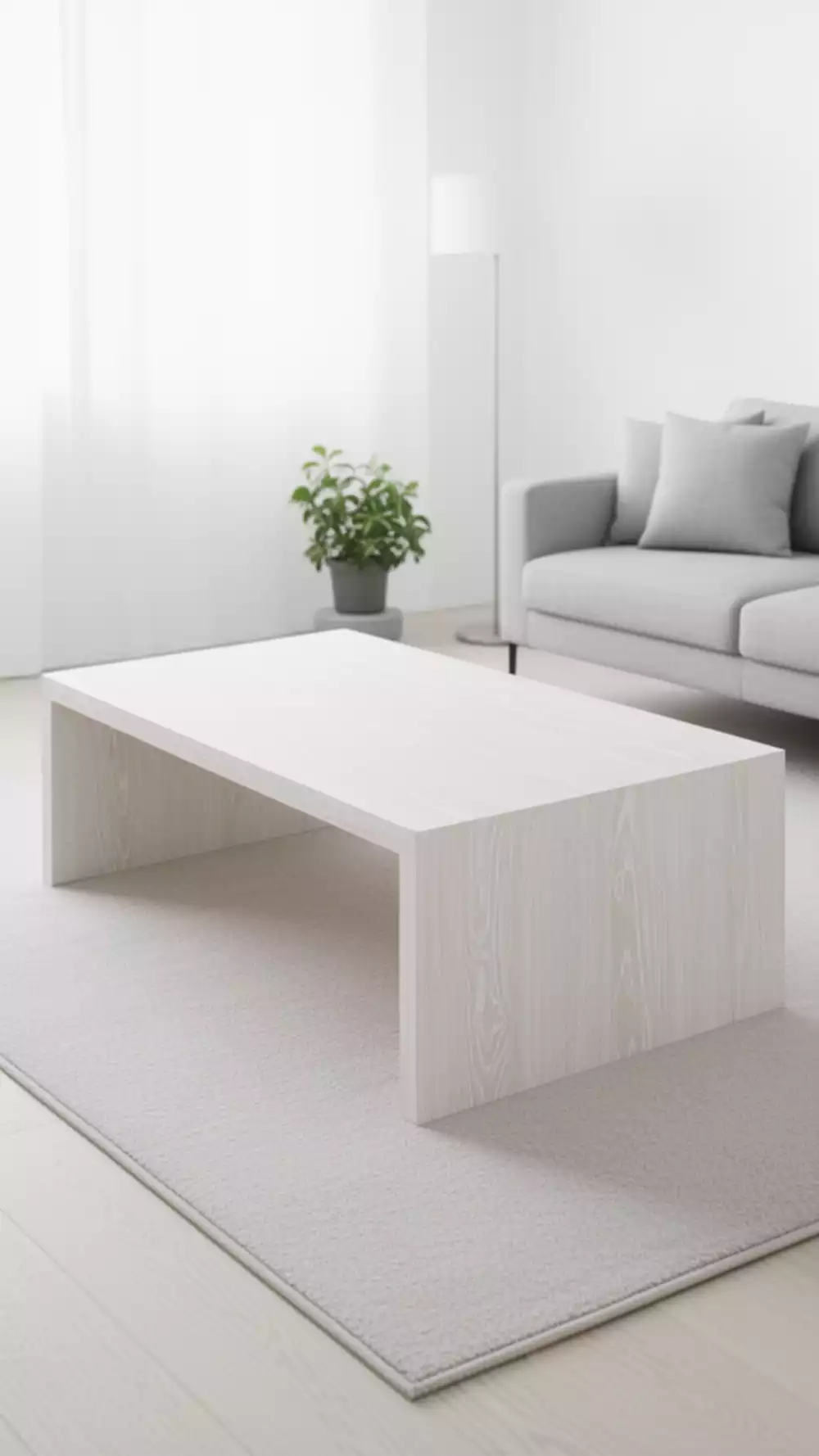 Rectangular Whitewashed Oak Coffee Table for Coastal Living Rooms