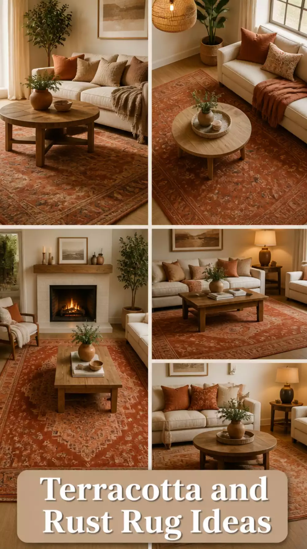 Living Room Terracotta and Rust Rug in a Small Space That Grounds a Compact Room With Heat