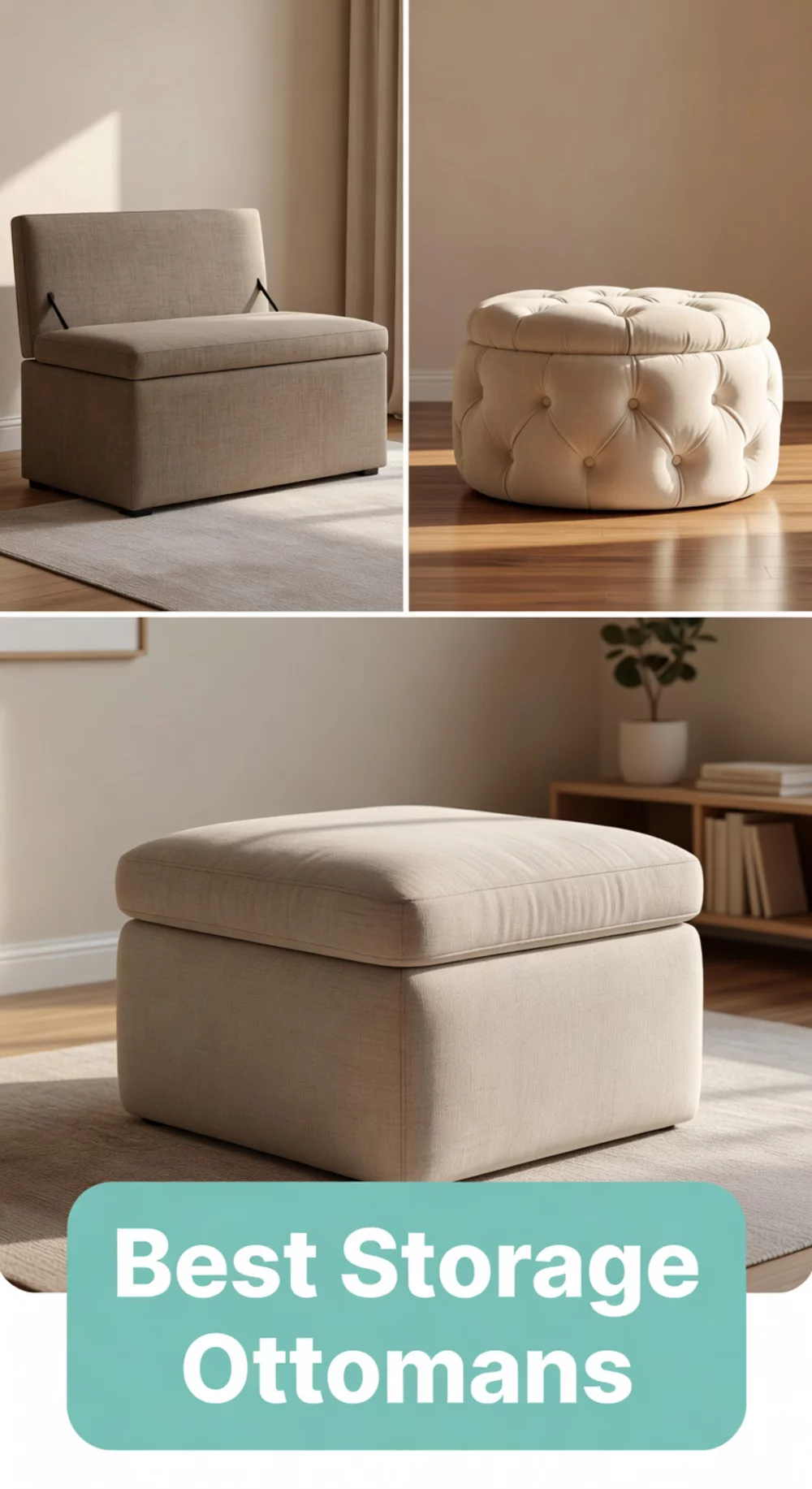 Studio Apartment Compact Storage Ottoman That Hides Bedding Behind the Sofa