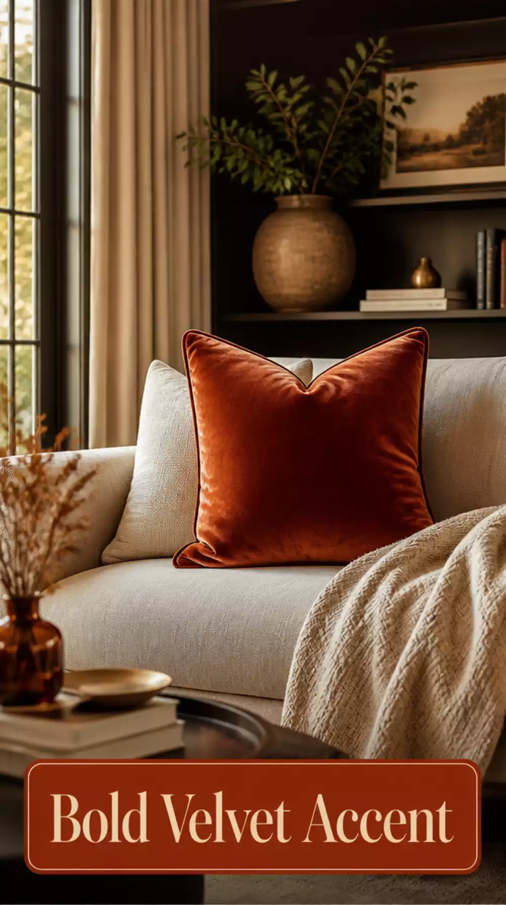 Deep Rust Velvet Pillow for Bold Warmth