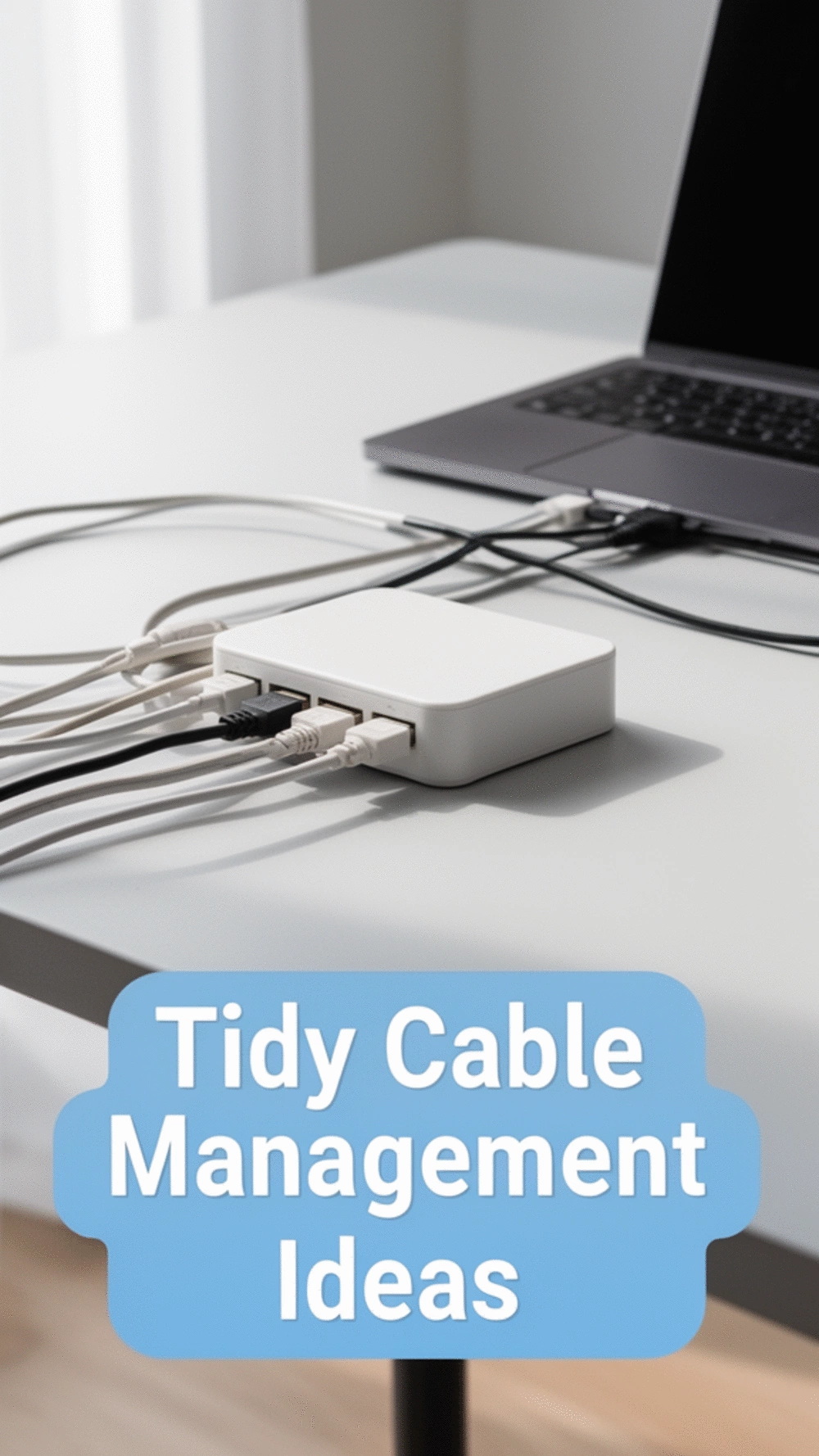 Small Living Room Cable Management Box That Hides Work Equipment from View