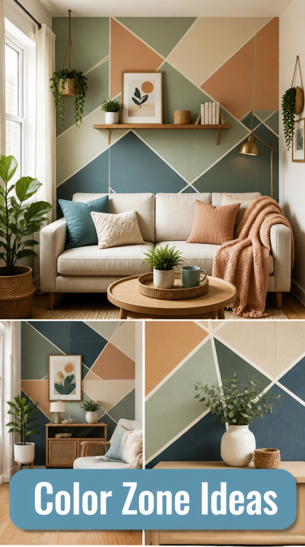 Small Open-Concept Living Room Colour Zone on One Wall That Defines a Tiny Sitting Area