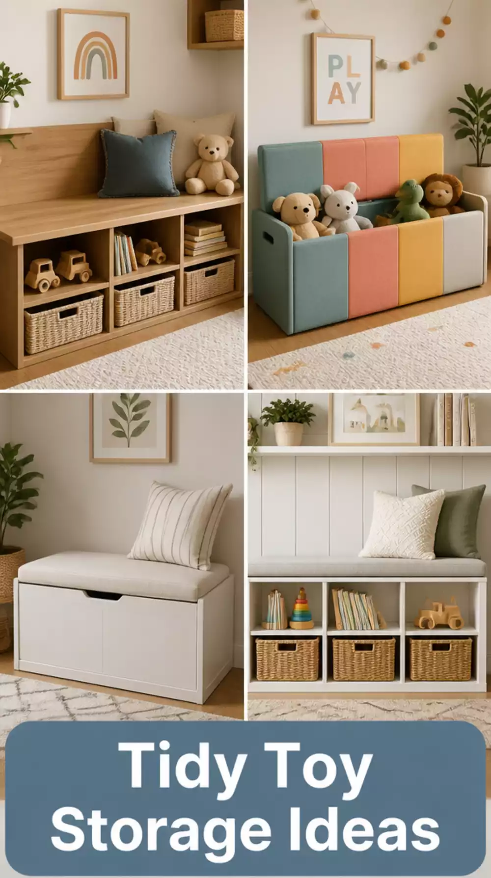 Small Living Room Built-In Toy Storage Bench That Keeps a Tiny Family Room Tidy