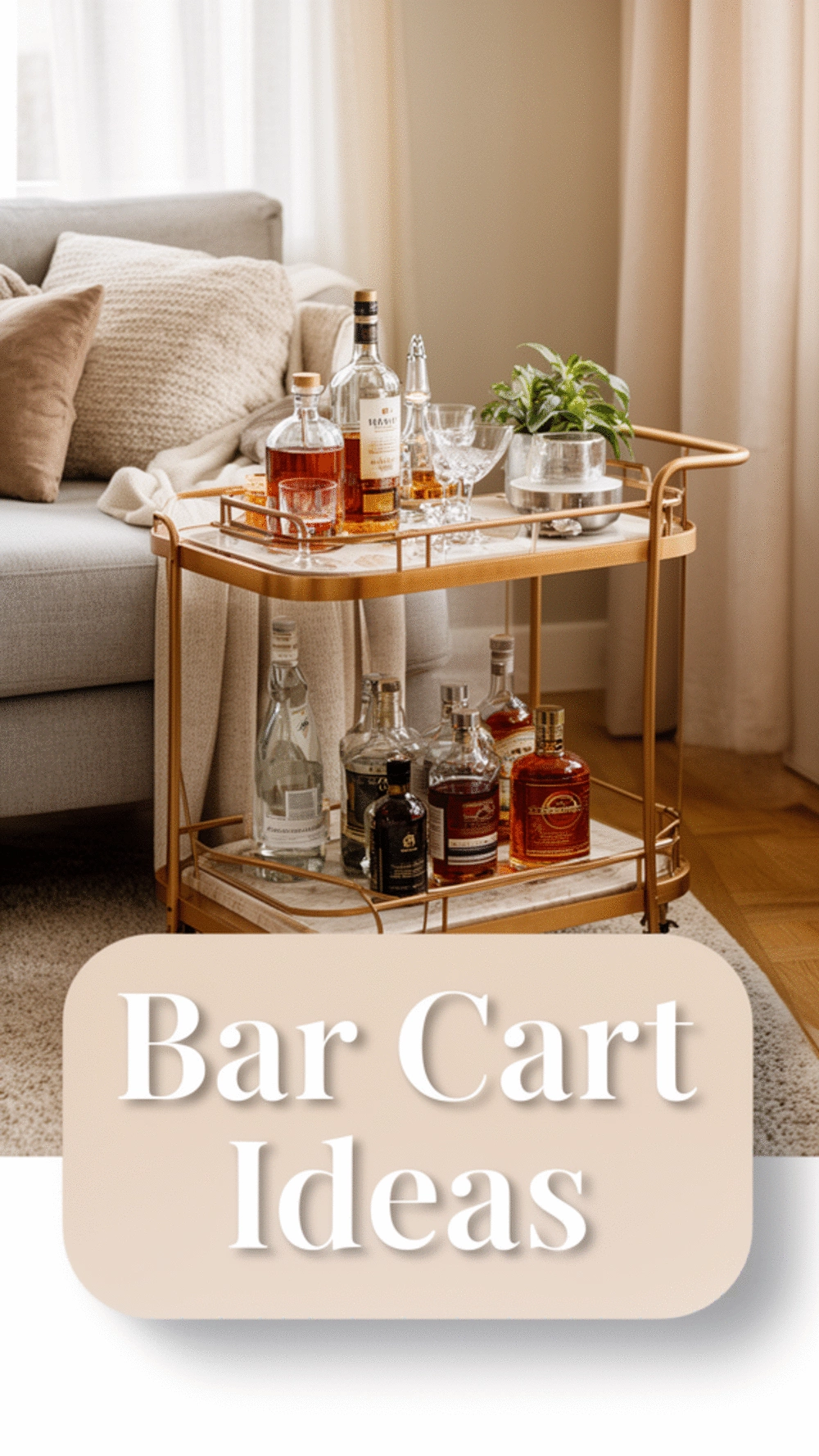 Living Room Corner Bar Cart in a Small Awkward Space That Makes Unused Dead Space Functional