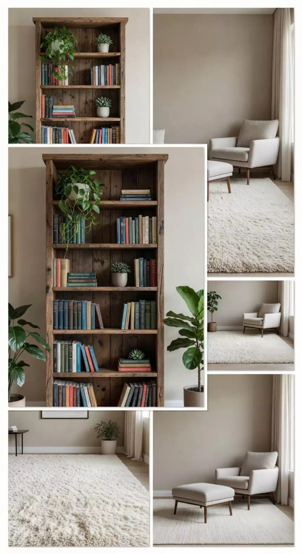 Small Rented Living Room Freestanding Bookshelf as a Feature Wall That Needs No Fixings