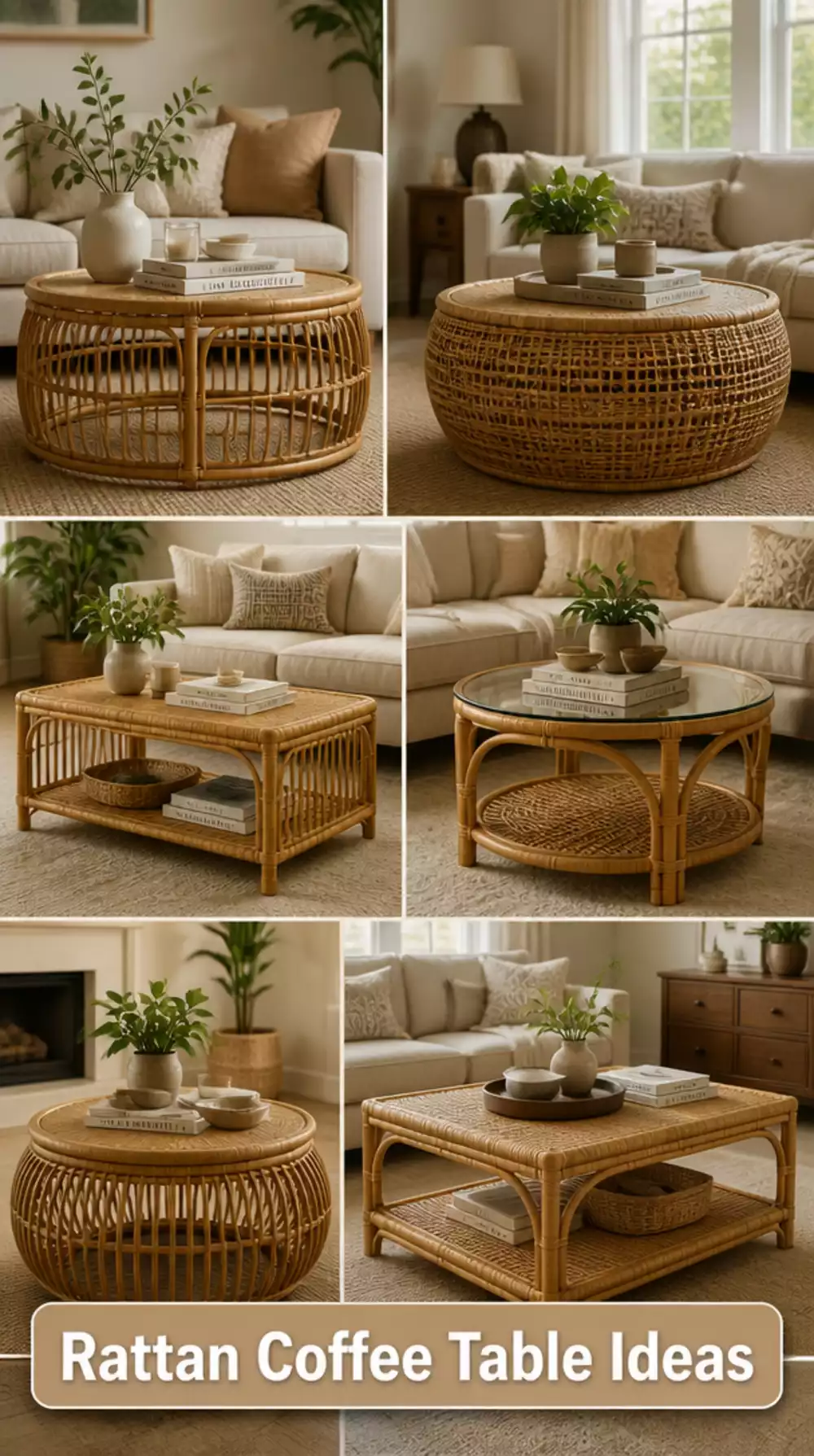 Living Room Rattan Coffee Table That Makes a Small Space Feel Styled