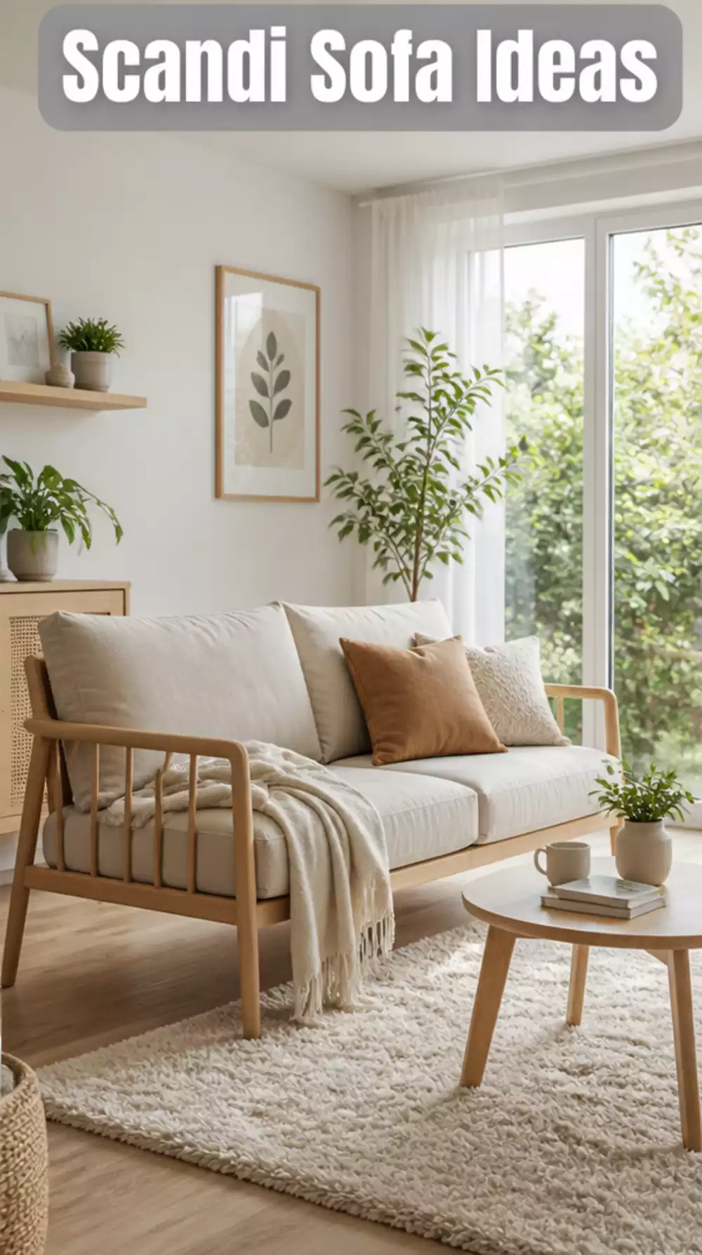 Light Oak Sofa For Small Scandinavian Living Room