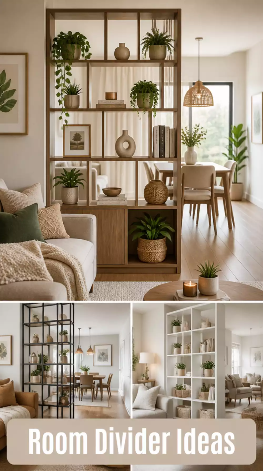The Room Divider Shelf That Separates a Narrow Small Living and Dining Space Beautifully