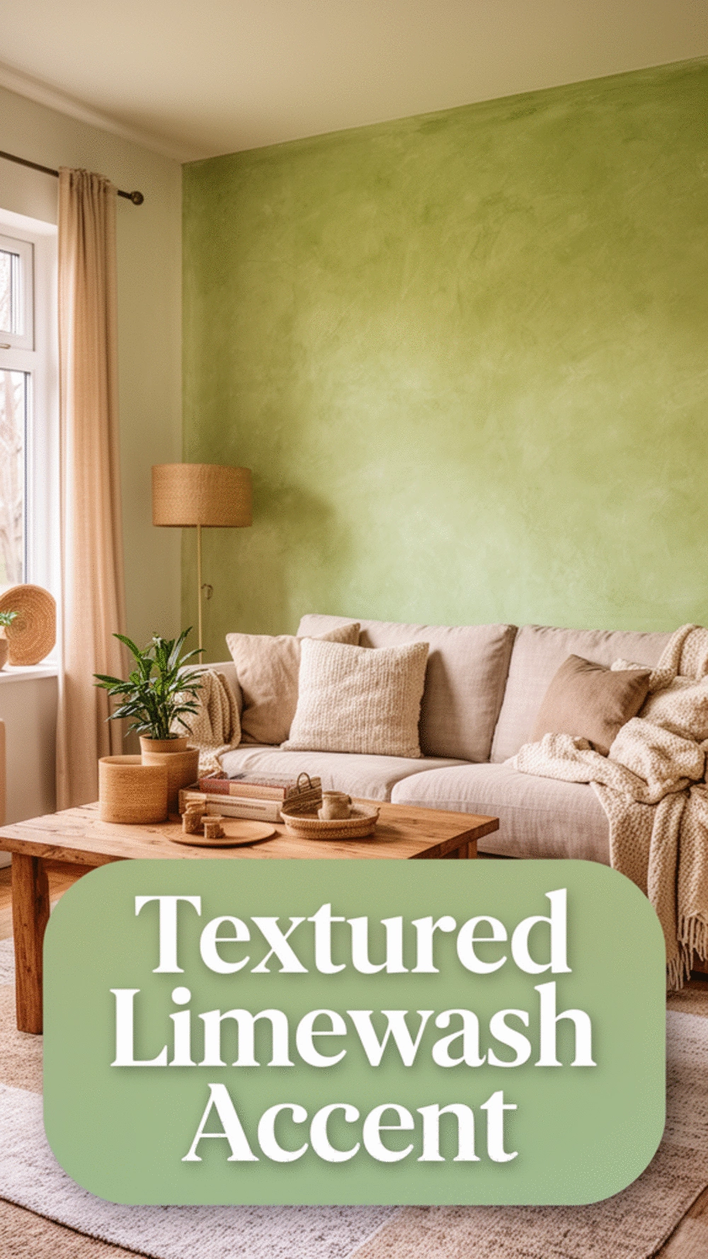 Small Living Room Limewash Paint Accent Wall for a Textured Organic Finish