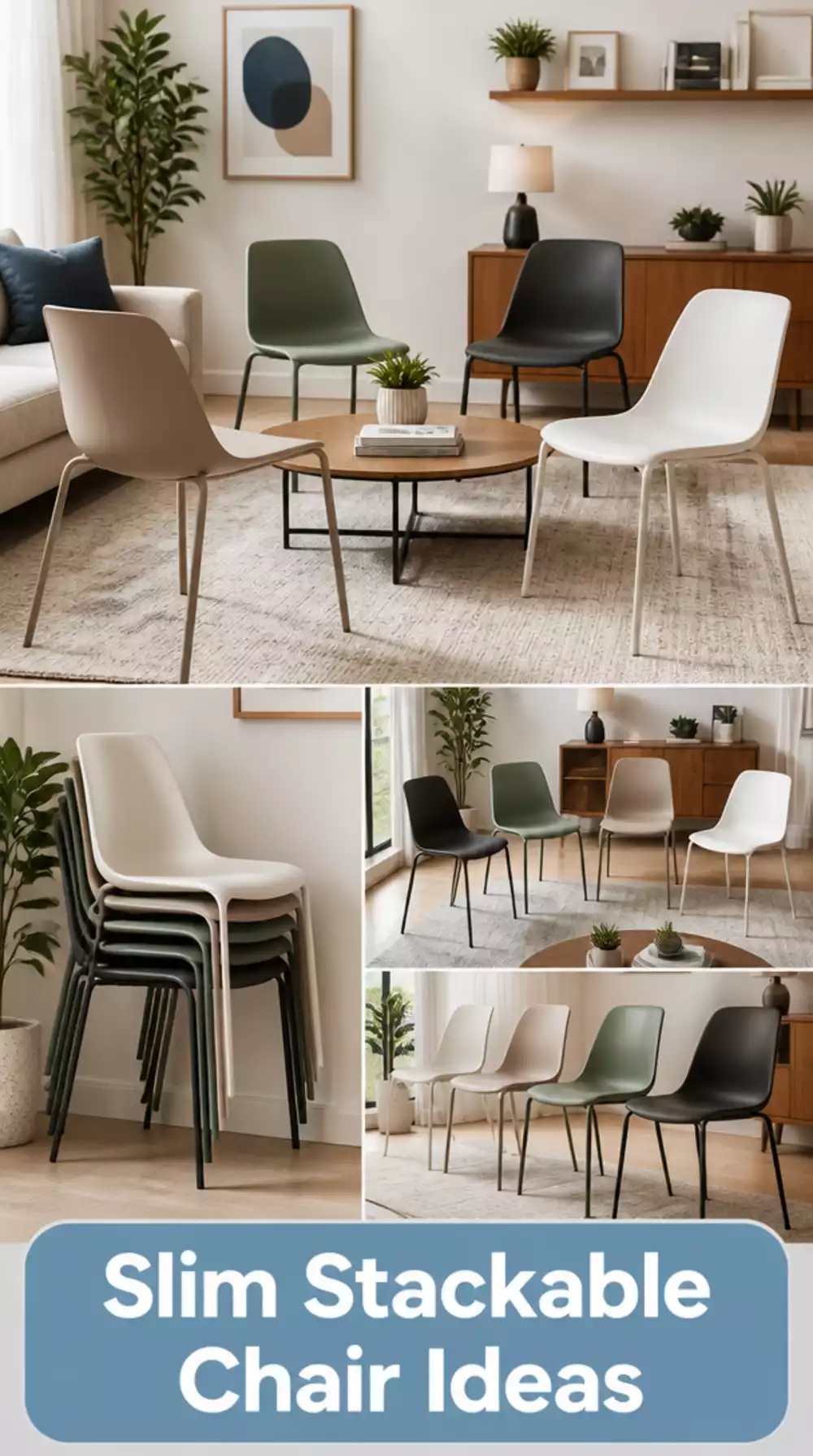Living Room Slim Stackable Side Chair in a Small Space That Stores Away After Entertaining
