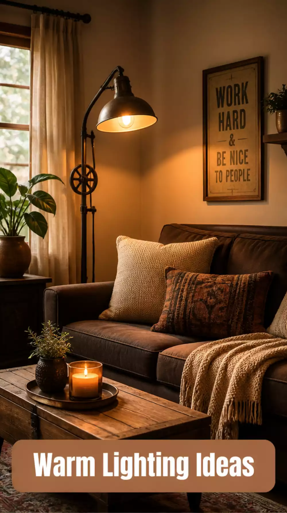 Small Living Room Warm Edison Bulb Lamp That Adds Golden Glow to a Dark Tiny Room