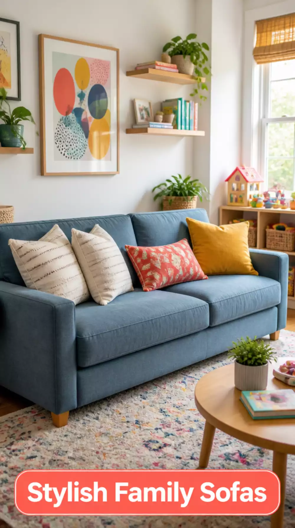 Stylish performance fabric sofa for small family living rooms