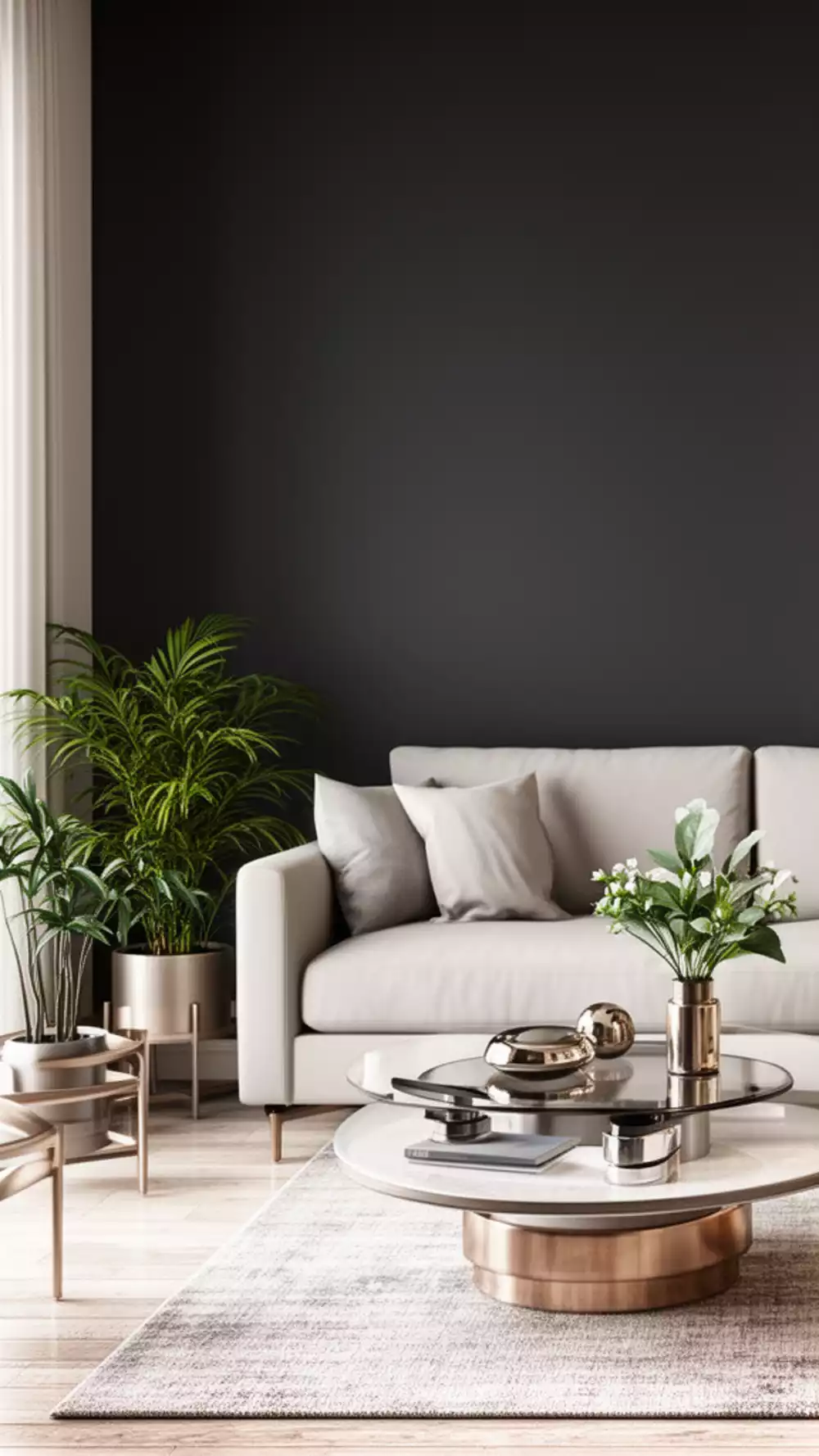 Deep Charcoal Accent Wall Ideas for Small Living Rooms