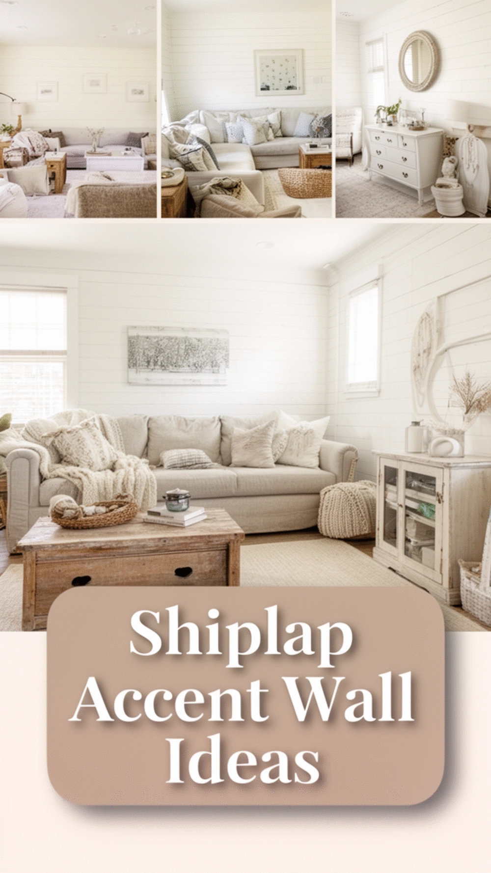 Small Living Room Shiplap Accent Wall Behind the Sofa for Farmhouse Texture