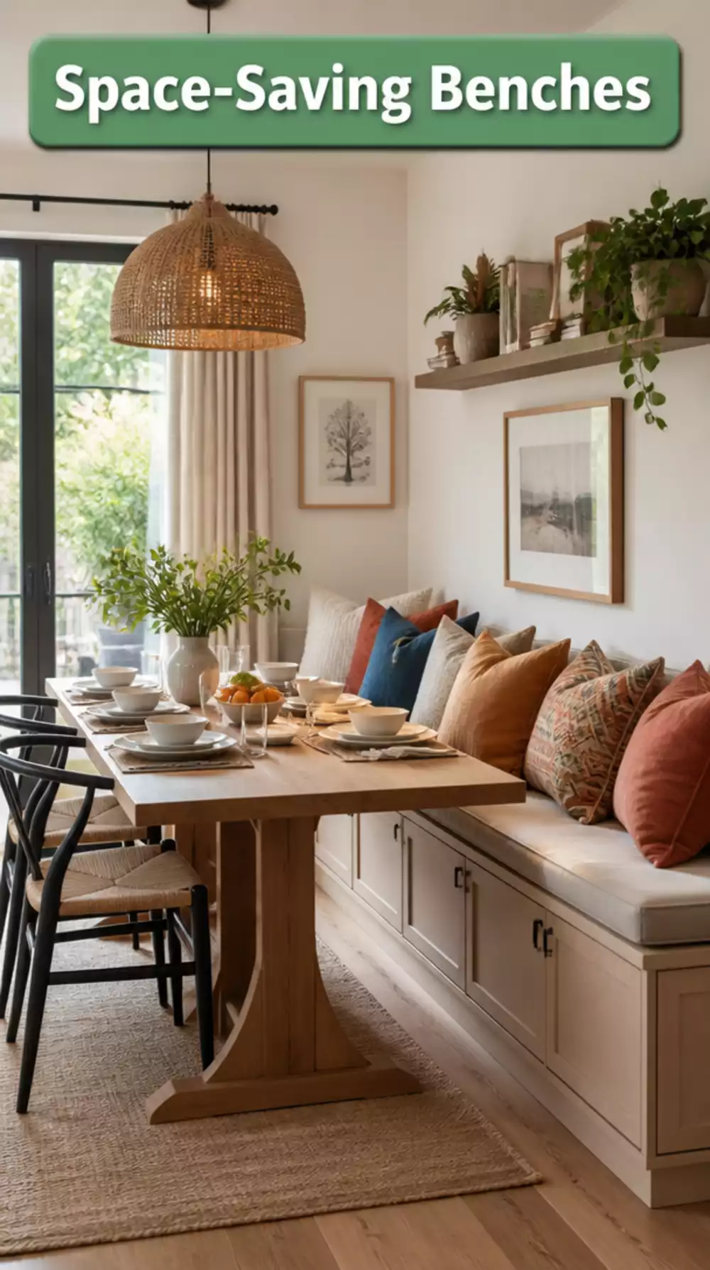 Wall-Mounted Dining Bench for Small Apartments