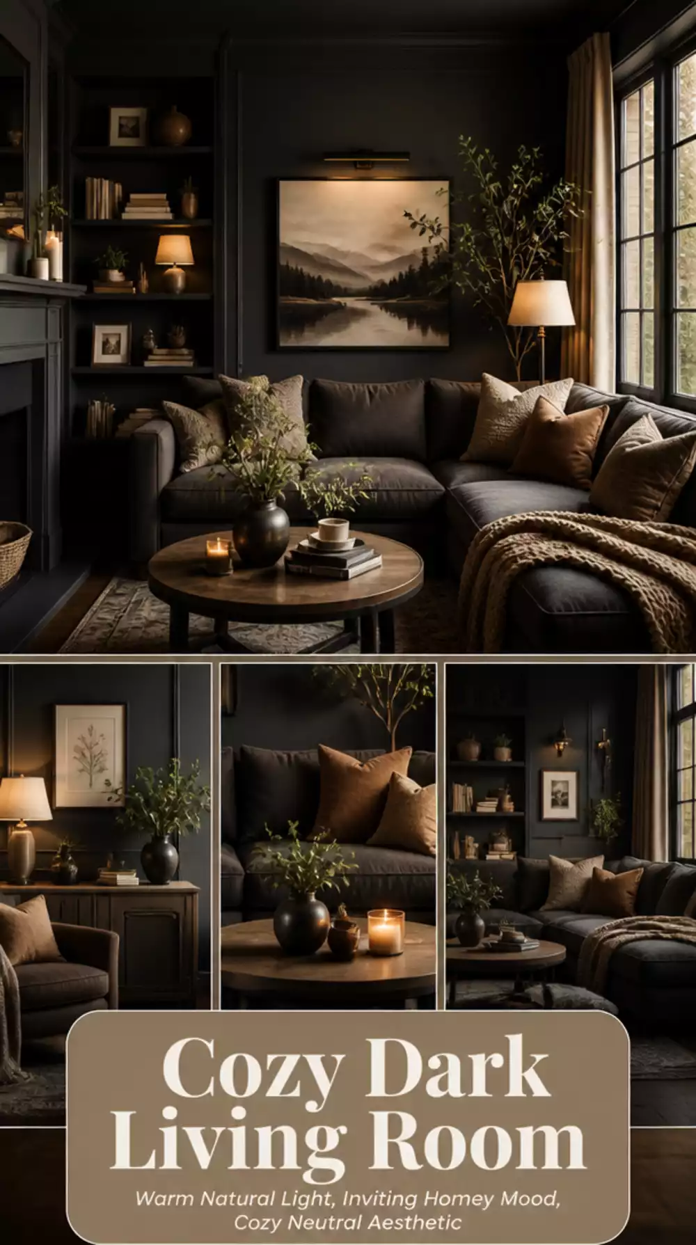 Small Living Room Deep Charcoal Wall Paint That Makes a Tiny Space Feel Dramatically Cozy