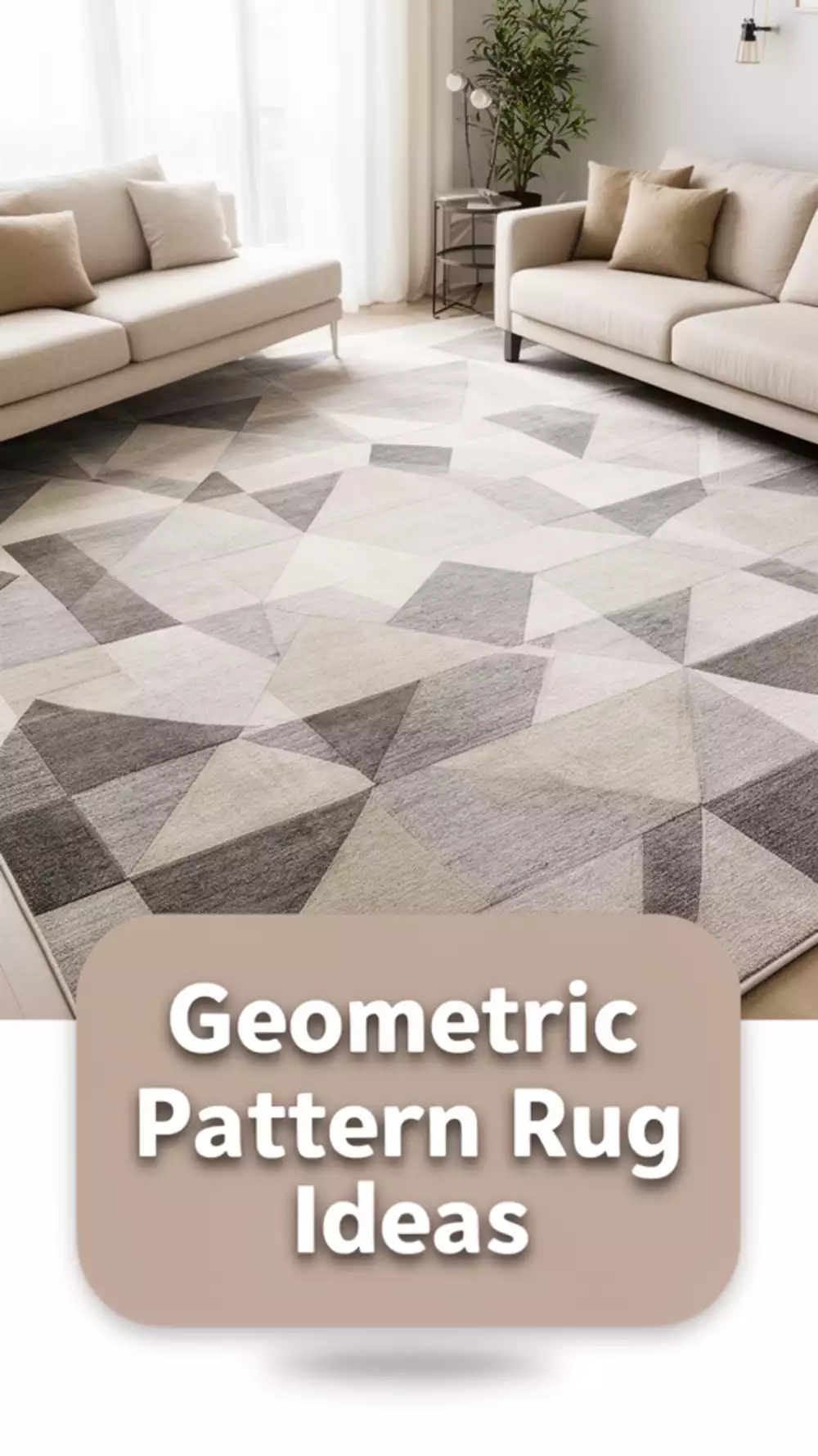 Living Room Geometric Pattern Rug That Adds Visual Interest to a Neutral Small Room