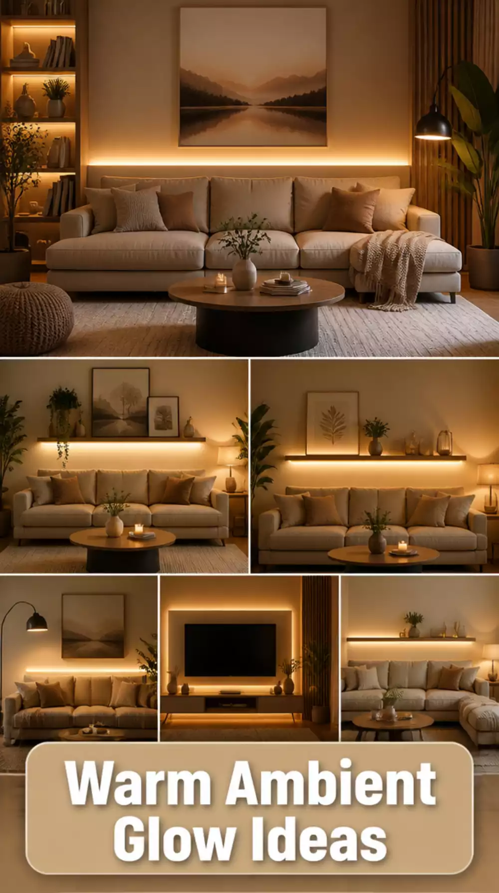 Living Room LED Strip Light Behind the Sofa That Creates Warm Ambient Glow