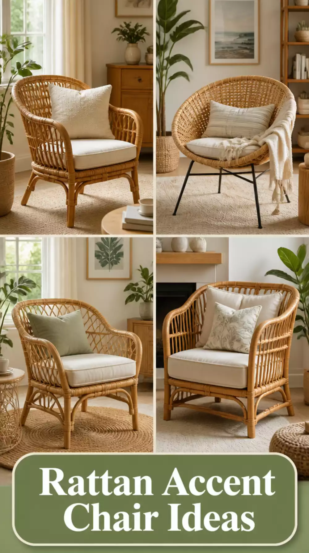 Living Room Rattan Accent Chair in a Small Space That Brings Natural Warmth to a Corner