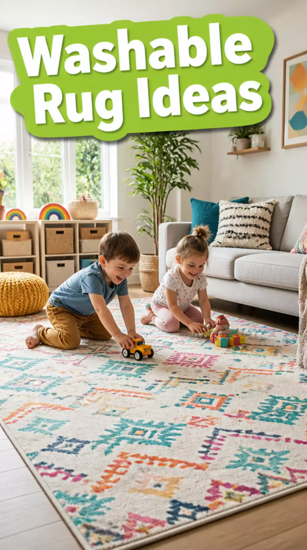 Washable Area Rugs for Small Family Living Rooms