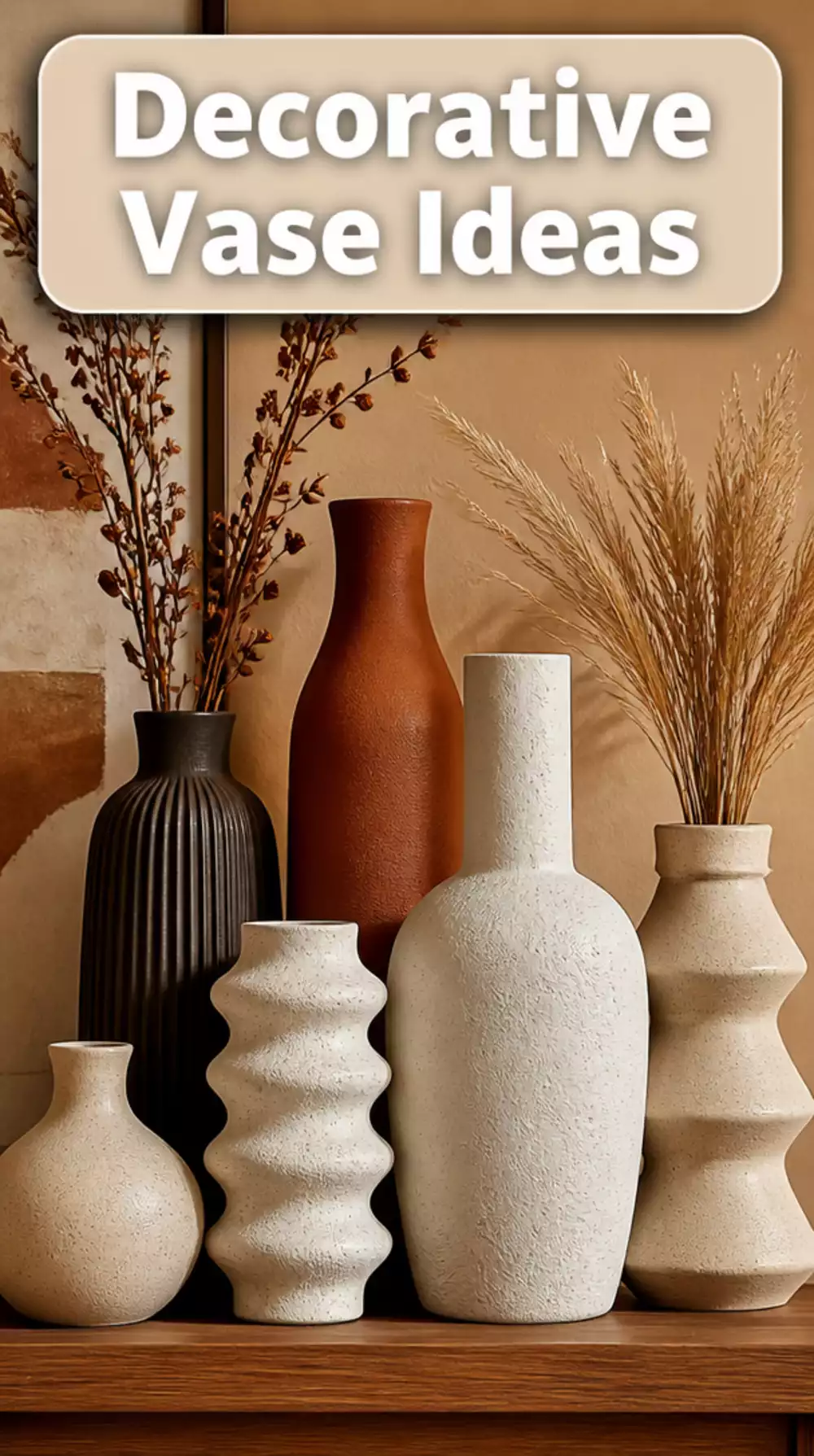 Small Living Room Sculptural Ceramic Vase on a Shelf That Adds Organic Detail to a Tiny Wall