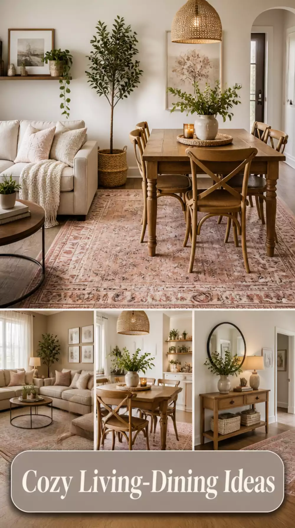 Small Living Dining Room Combo Rug That Zones Two Areas in a Tiny Open Plan