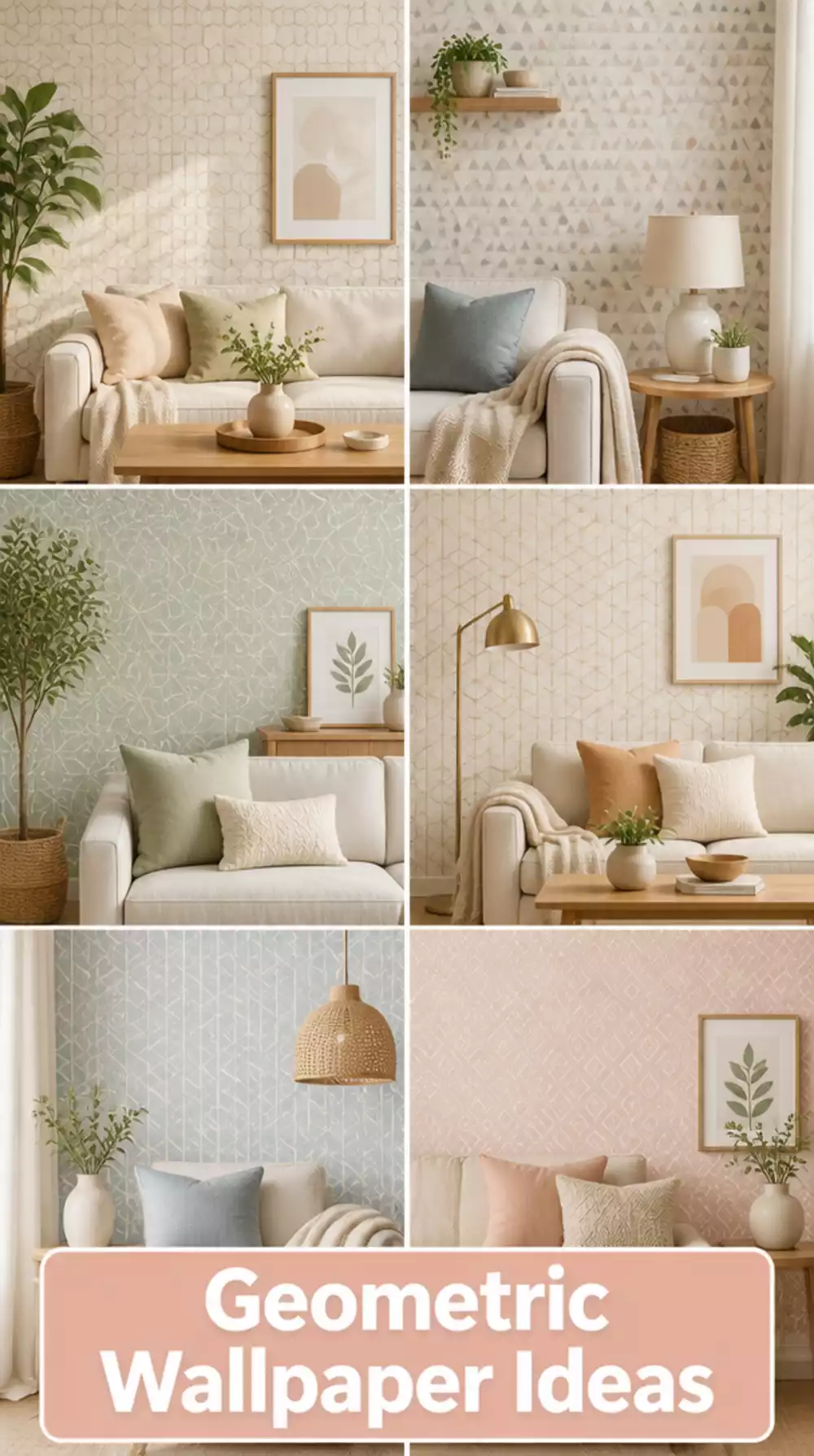 Living Room Small-Scale Geometric Wallpaper in a Tiny Space That Adds Pattern Without Overwhelm
