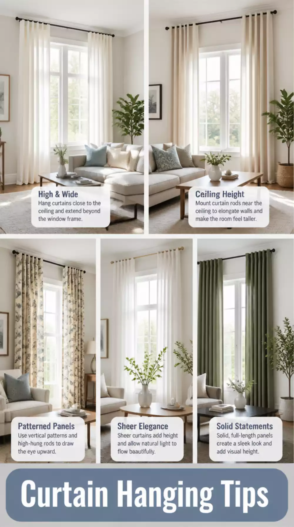 The Curtain Hanging Trick Designers Use to Make Any Small Living Room Look Taller